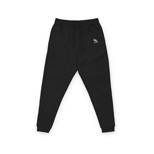 Embroidered Minimalist Joggers — Small Pocket Logo Fleece Sweatpants