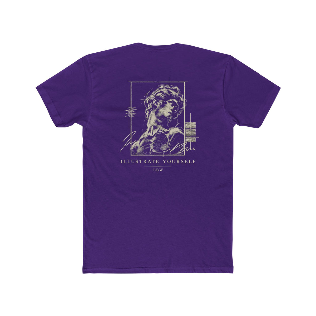 Classical Statue Graphic Tee — Subtle Beige Sculpture Chest & Back Print